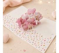 Carte 3D pop-up - Anniversaire - Vœux - Licornes et cœurs - 12x17cm - Avec enveloppe