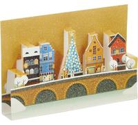 Carte 3D Pop-up en Relief Bonne Année Meilleurs Vœux avec Enveloppe Village de Noël sous la Neige Paysage Hiver 61-4073-B BA