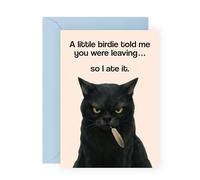 Carte amusante de départ - « A Little Birdie Told Me » - Carte de vœux humoristique pour animaux de compagnie pour amis, collègues, collègues, partenaires, patron, superviseur, coéquipiers, bureaux