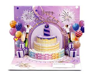 Carte anniversaire 3D pop up musique lumière feu d’artifice, 1-100 ans QIEDOVIEY