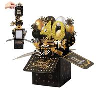 Carte anniversaire 40 ans pop-up 3D noire avec message joyeux