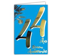 Carte Anniversaire 44 ans en Or Doré Brillant en Relief Texturé pour Homme Femme - Texte Coloré Adapté à l’Âge à l’Intérieur - Enveloppe incluse - Fabriquée en France - ColorAges - Afie 69-2444