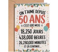 Carte Anniversaire 50 Ans Femme Homme - Décoration 50 Ans, Cadeau Maman Papa Frère Sœur Tante Oncle Ami - Adulte Unisexe