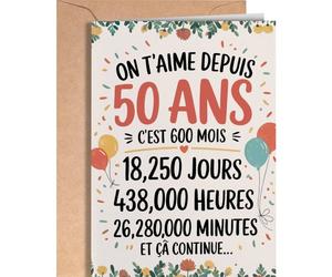 Carte Anniversaire 50 Ans Femme Homme - Décoration 50 Ans, Cadeau Maman Papa Frère Sœur Tante Oncle Ami - Adulte Unisexe