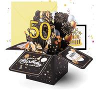 Carte anniversaire 50 ans pop-up noir et or