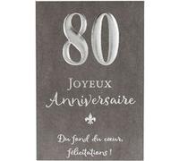 Carte Anniversaire - 80 ans Joyeux Anniversaire Du fond du coeur félicitations