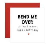 Carte anniversaire amusante pour lui - « Bend Me Over » - Cadeaux pour mari, petit ami, partenaire, couple, homme - Humour pour les couples - Livré avec des autocollants