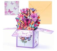 Carte anniversaire colorée pop-up papillon 3D avec enveloppe