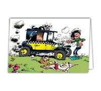 Carte Anniversaire Gaston Lagaffe auto - Avec Enveloppe Illustrée 17,5x12cm - Fabriqué en France - GLCT-0211