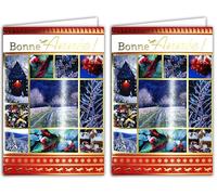 Carte Bonne Année Meilleurs Vœux en Or Doré Brillant avec Enveloppe Oiseau Rouge-gorge Nature en Hiver sous la Neige Flocons Jardin Forêt Sapins Baies Rouges Bougie Lanterne Souhaits 61-4053-A BA