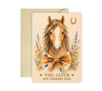 Carte cadeau en bois avec enveloppe pour l'anniversaire. | Carte en bois pour cadeaux d'argent. Idéal comme cadeau de cheval pour les filles. Emballage unique pour les bons et les