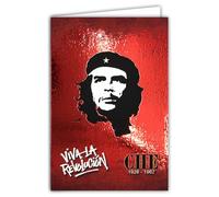Carte CHE GUEVARA Viva la Revolution 1928-1967 Licence Officielle Portrait Couleur Rouge Brillante - Carte Ouverte Blanche 23x17cm - Avec Enveloppe Blanche 12x17,5cm -Anniversaire Départ Retraite Fête
