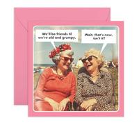 Carte d'amitié pour femme - « Friends Till We're Old & Grumpy » - Style rétro - Cadeau d'anniversaire ou d'amitié pour elle, meilleure amie, petite amie, fille, sœur, femme - Avec autocollants