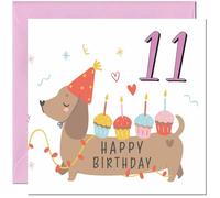 Carte d'anniversaire 11 ans pour enfants - Jolie carte d'anniversaire pour filles de 11 ans, petite-fille, fille, enfants, onzième, nièce, sœur, cousine