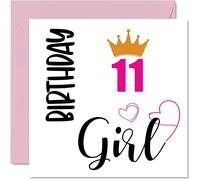 Carte d'anniversaire 11 ans pour filles - Cartes d'anniversaire pour fille de 11 ans, fille, sœur, petite-fille, cousine, amie, nièce, 145 mm x 145 mm, cartes de vœux onzième anniversaire