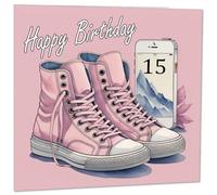 Carte d'anniversaire 15e pour femmes - Cartes d'anniversaire pour filles pour fille de 15 ans, quinze, quinzième, rose, adolescente, sœur, amie, nièce, petite-fille