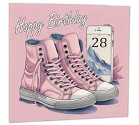 Carte d'anniversaire 28 ans pour femme - Cartes d'anniversaire pour fille de 28 ans, vingt-huitième ans, rose, sœur, amie, nièce, petite-fille