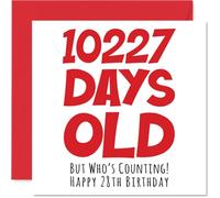 Carte d'anniversaire 28 ans pour homme et femme - 10227 Days Old - Carte humoristique pour adulte vingt-huit huit vingt-huit ans pour frère, sœur, fils, fille, cousin, 145 mm x 145 mm