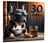 Carte d'anniversaire 30 ans - Bouledogue français - Carte d'anniversaire amusante pour fils, homme, trente, trentième, ami, frère
