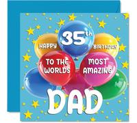 Carte d'anniversaire 35 ans pour papa - World's Most Amazing Dad - Carte d'anniversaire 35 ans pour papa de la part de son fils, fille, 145 mm x 145 mm, 35 ans, cartes de vœux pour papa, père et papa