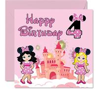 Carte d'anniversaire 4 ans pour fille - Château de souris fantastique - Carte d'anniversaire pour fille de 4 ans, cartes de vœux pour elle, 145 mm pour fille, nièce, petite-fille, sœur, dieu fille