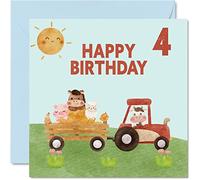 Carte d'anniversaire 4 ans pour garçon, Animaux de la ferme