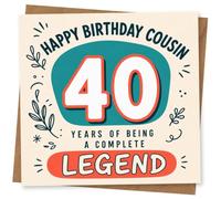 Carte d'anniversaire 40 ans pour cousin, Years of Being a Complete Legend, carte d'anniversaire amusante pour cousin
