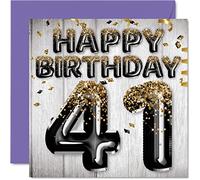 Carte d'anniversaire 41 ans pour homme - Ballons à paillettes noirs et dorés - Cartes d'anniversaire pour homme de 41 ans papa cousin ami frère oncle 145mm - Cartes de vœux pour 41 ans 40 et 1 an