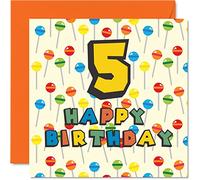 Carte d'anniversaire 5 ans unisexe, Sucette Sweets Candy