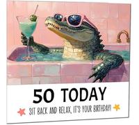Carte d'anniversaire 50 ans Chill & Relax Cool Crocodile Bath pour 50 ans