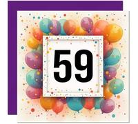 Carte d'anniversaire 59 ans pour homme et femme - Tout âge - Carte d'anniversaire ballon pour femme, maman, tante, amie, sœur, grand-mère, cinquante neuvième nièce, nounou