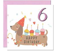 Carte d'anniversaire 6 ans pour enfants - Jolie carte d'anniversaire pour fille de 6 ans, sixième petite-fille, nièce, cousine, sœur