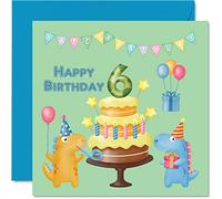 Carte d'anniversaire 6 ans pour garçon - Carte d'anniversaire dinosaure - Carte d'anniversaire pour garçon 6 ans carte d'anniversaire pour garçon carte vœux pour fils neveu petit-fils enfants