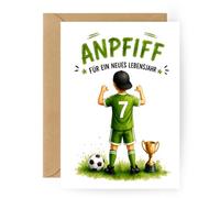 Carte d'anniversaire 7 ans garçon football - Anfiff pour une nouvelle année de vie - Carte d'anniversaire pour fan de football, football, anniversaire d'enfant, carte pliante A6 avec enveloppe (7e