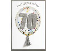 Carte d'anniversaire 70e anniversaire Lifestyle - Carte de chiffrement Ballon - 11,6 x 16,6 cm