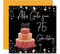 Carte d'anniversaire 75e anniversaire pour femme - Élégante et élégante - Cartes d'anniversaire pour femme de 75 ans, maman, arrière-grand-mère grand-mère, 145 mm Soixante-quinze cartes de vœux