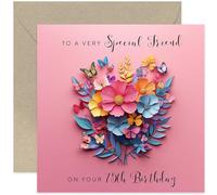 Carte d'anniversaire 75e anniversaire Very Special Friend - Cadeaux pour elle - Découpe en papier floral avec papillons - 75 ans - Carte d'anniversaire rose - Carte douce sans 3D