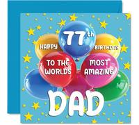 Carte d'anniversaire 77 ans pour papa - World's Most Amazing Dad - Carte d'anniversaire pour papa de la part de son fils, fille, 145 mm x 145 mm, 77 ans, 77 ans, cartes de vœux pour papa, père, papa