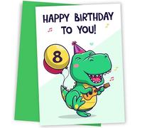 Carte d'anniversaire 8 ans pour garçon - Cartes dinosaures vertes, idéales pour fils, petit-fils, neveu - Carte d'anniversaire unique de 8 ans, souvenir joyeux pour rendre la célébration spéciale des