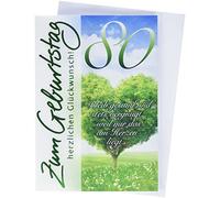 Carte d'anniversaire 80 ans Basic Classic - Arbre en forme de cœur - 11,6 x 16,6 cm