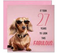 Carte d'anniversaire amusante pour femme - Fabuleux teckel - Carte d'anniversaire amusante pour femme de 27 ans, vingt-septième amie, fille, maman, sœur, tante, nièce, fille
