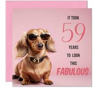 Carte d'anniversaire amusante pour femme - Fabulous Teckel - Carte d'anniversaire amusante pour femme de 59 ans, 59 ans, cinquante neuvième dames, grand-mère, maman, tante, sœur, amie