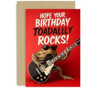 Carte d'anniversaire amusante pour les hommes, les filles, les amis, la famille et les collègues qui se balancent Toadally Rock, intérieur vierge avec enveloppe