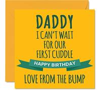 Carte d'anniversaire amusante pour papa - Premier câlin - Cartes d'anniversaire pour papa de Bump, cadeaux d'anniversaire mignons pour père, 145 mm x 145 mm - Cartes de vœux spéciales pour papa
