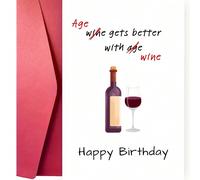 Carte d'anniversaire amusante sur le thème du vin - "L'âge s'améliore avec le vin" - Cadeau parfait pour la famille, les amis et les êtres chers enveloppe kraft,enveloppe rougeLettres,Nourriture & Boi