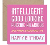 Carte d'anniversaire coquine - Banter d'anniversaire irrévérencieuse - Typographie rose vieilli avec humour pour adulte langue dans la joue - Carré de 145 mm, enveloppe incluse