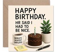 Carte d'anniversaire coquine - Banter de bureau dans une carte - Scène humoristique de bureau avec gâteau, tasse à café et notes d'anniversaire ludiques - Carré de 145 mm, enveloppe incluse