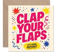 Carte d'anniversaire coquine - Rires dignes de clap - Vibe rose vif avec confettis, étoiles et un cri d'anniversaire audacieux - Carré de 145 mm, enveloppe incluse