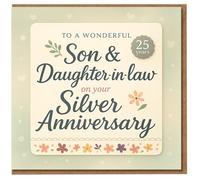 Carte d'anniversaire d'argent pour fils et belle-fille - 25 ans - To a Wonderful Son and Daughter-in-law - Carte de vœux pour 25e anniversaire de mariage