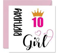 Carte d'anniversaire de 10 ans pour filles - Cartes d'anniversaire pour fille de 10 ans, fille, sœur, petite-fille, cousine, amie, filleule, nièce, 145 mm x 145 mm